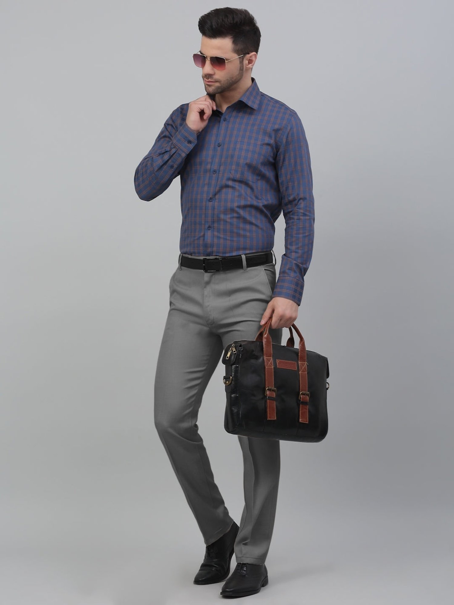 Louis Stitch Blue Cotton Regular Fit Checks Shirt