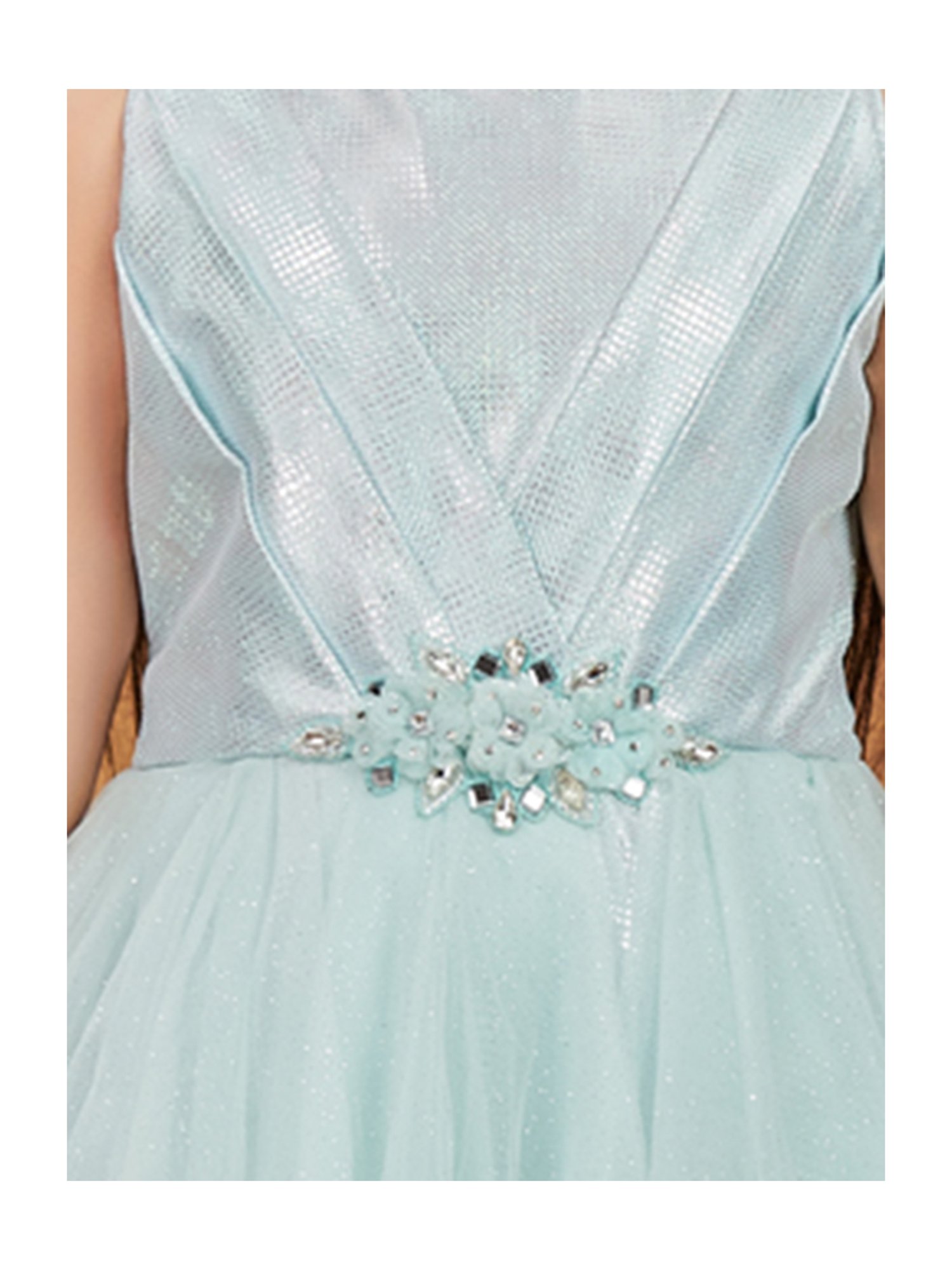 Aarika Kids Light Blue Embellished Gown with Unstitched Sleeves