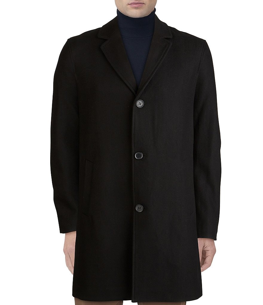 Cole Haan Melton Stand-Collar Button Front Wool-Blend Coat