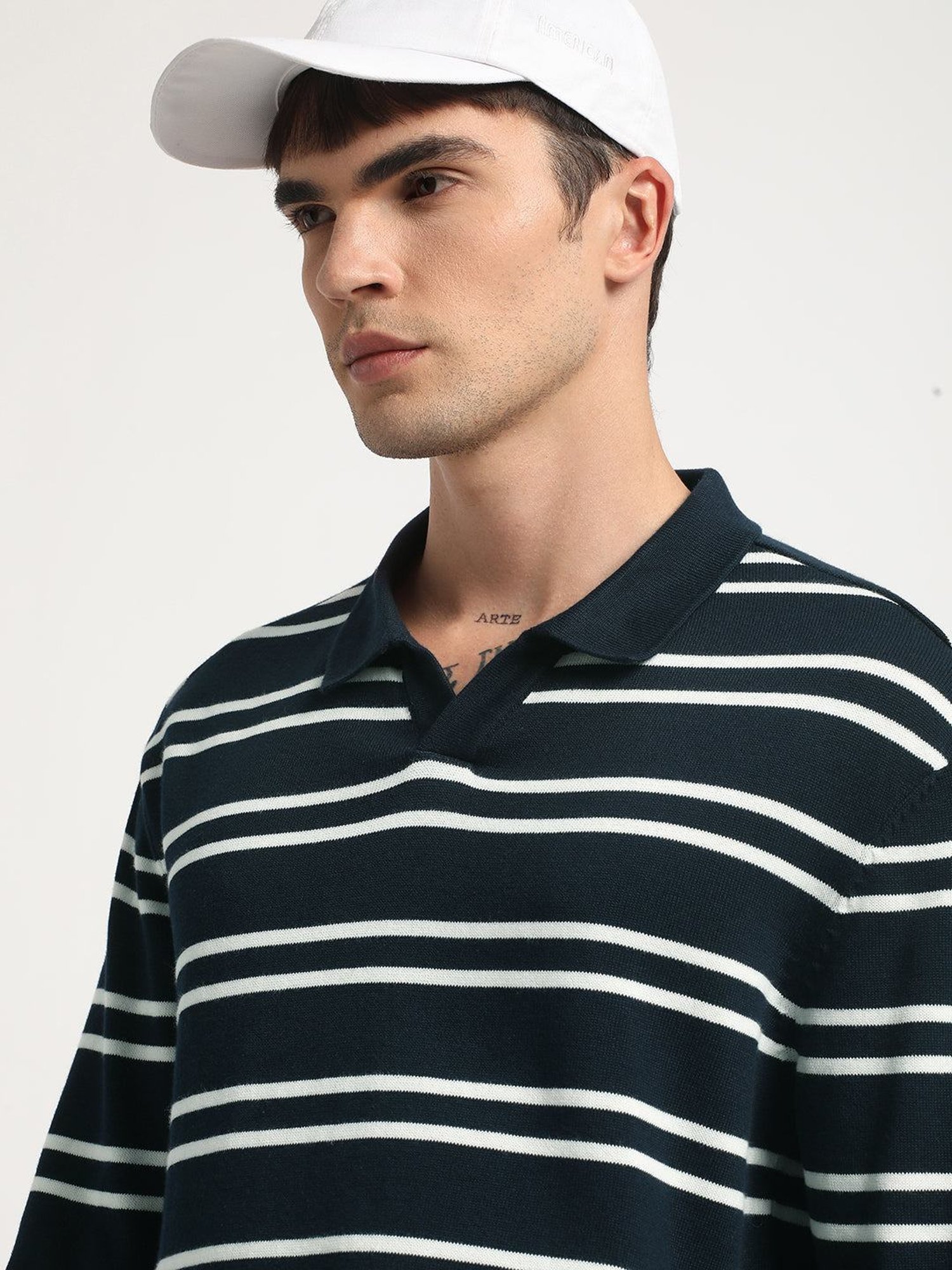 The Bear House Multicolored Cotton Regular Fit Striped Polo T-Shirt