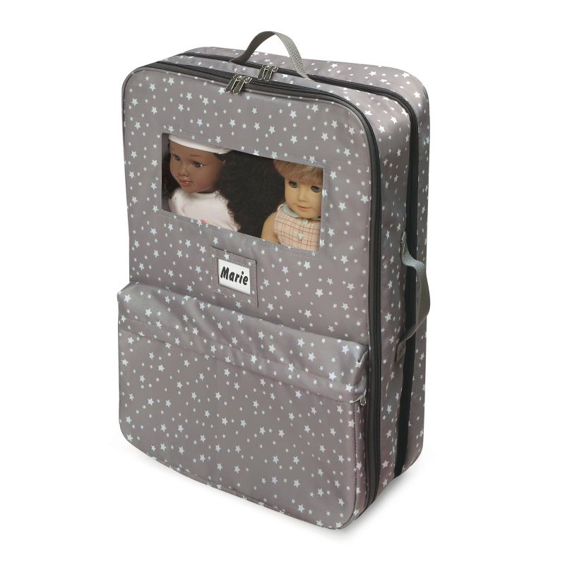 Pack Pretty Double Doll Carrier with 2 Sleeping Bags for 18" Dolls - Gray/Stars