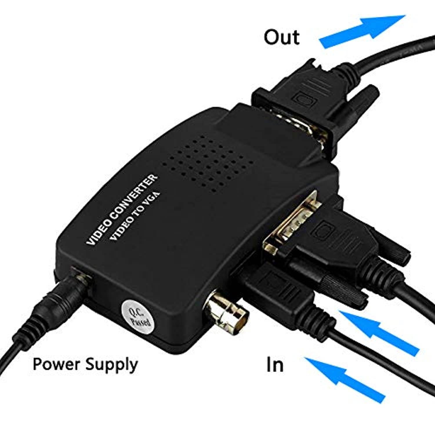 Wiistar BNC S Video VGA to VGA Converter Box PC to TV CCTV Camera BNC VGA to VGA Output Laptop Computer Monitor Converter Adapter for DVR DVD Player Support PAL NTS