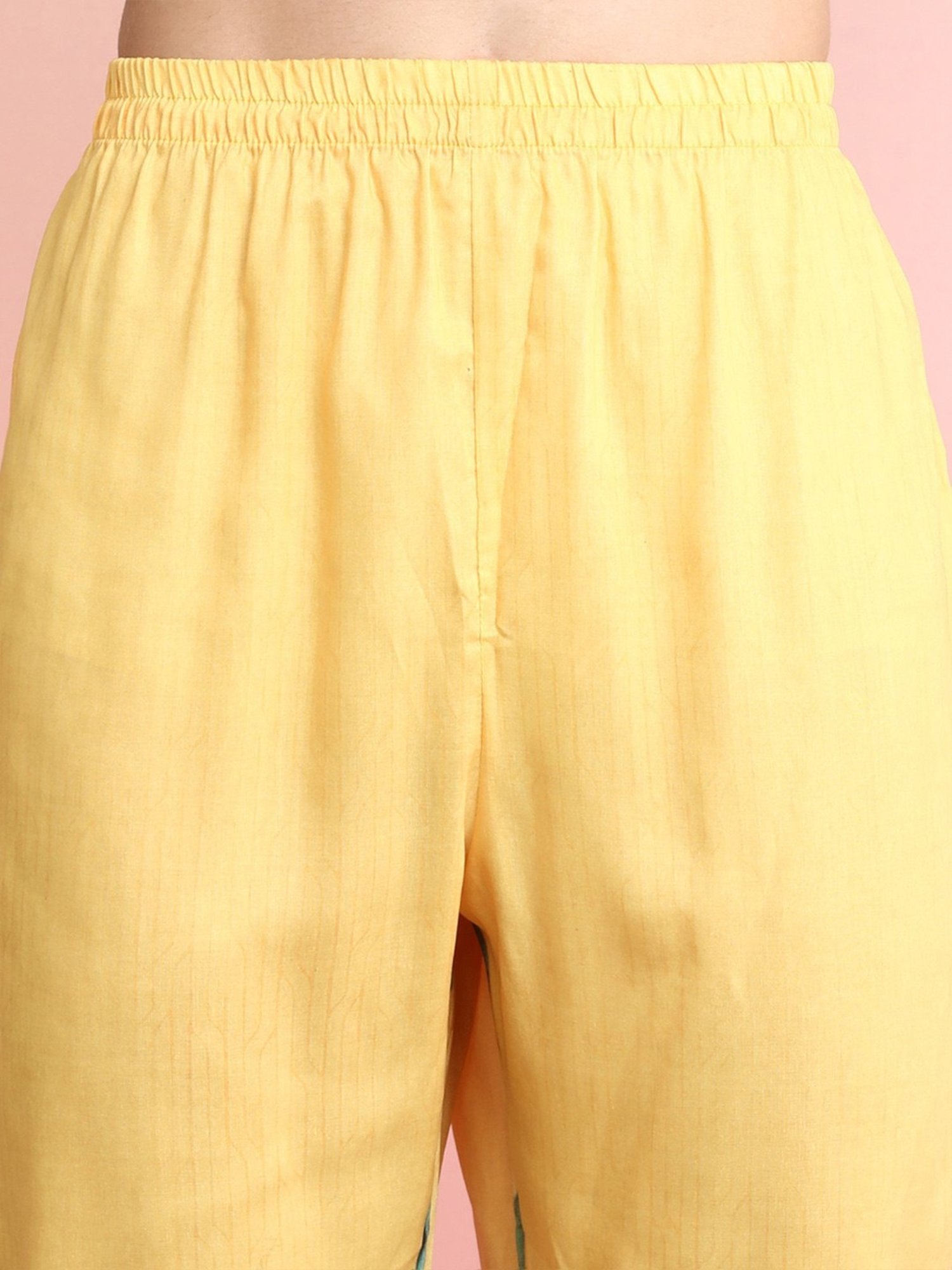 Indo Era Yellow Floral Print Tunic Pant Set