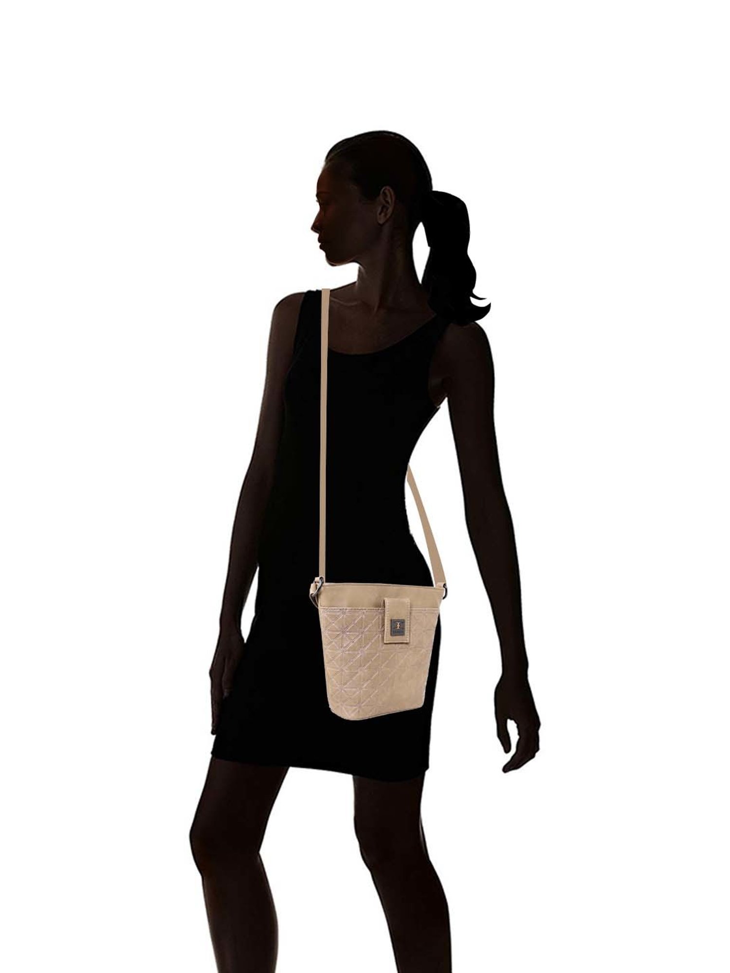 Esbeda Beige Solid Small Sling Handbag
