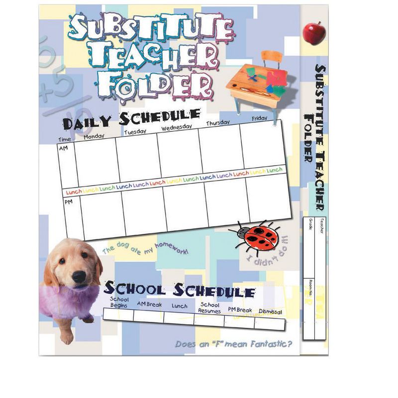 Hammond & Stephens Elementary Substitute Teacher Pocket Folder, 9-1/2 x 11-5/8 Inches, pk of 12