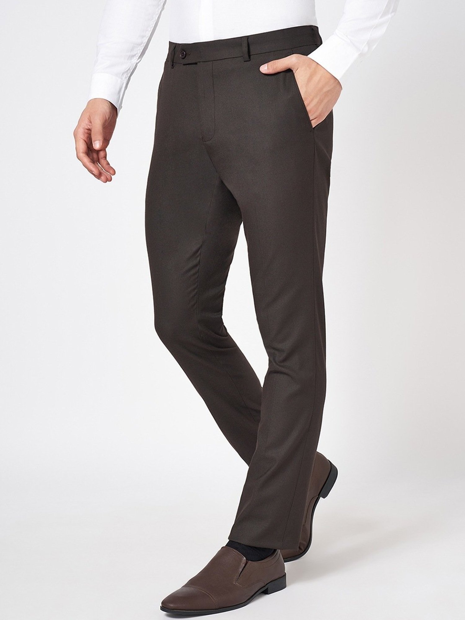 Byford By Pantaloons Brown Slim Fit Trousers