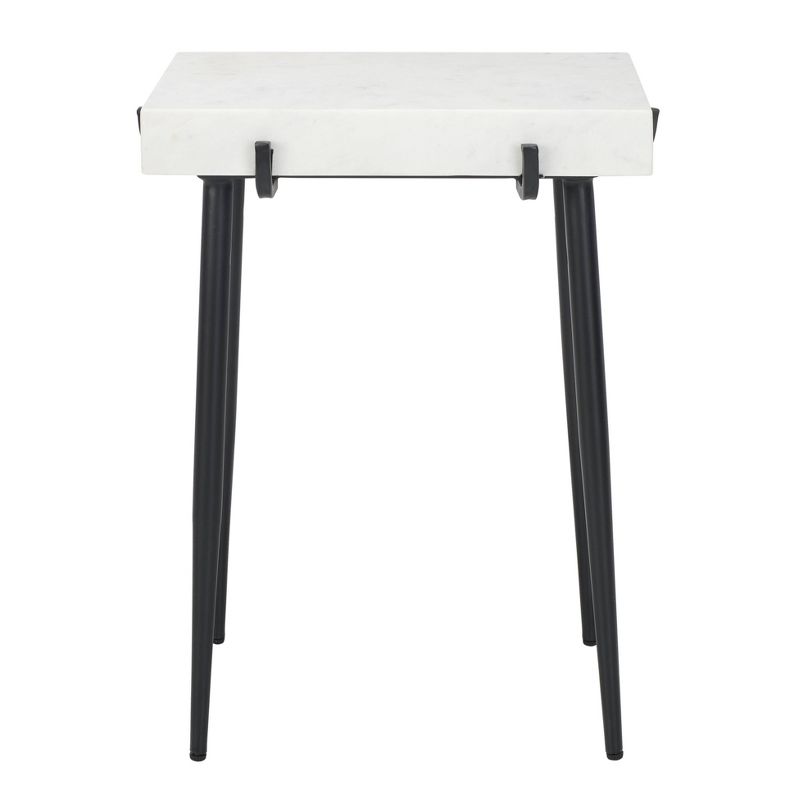 Yuki Stone Top Accent Table White Marble/Black - Safavieh