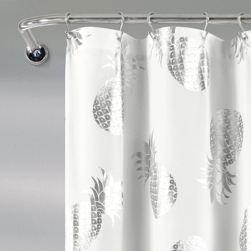 Pineapple Toss Shower Curtain Single Silver - Lush Décor