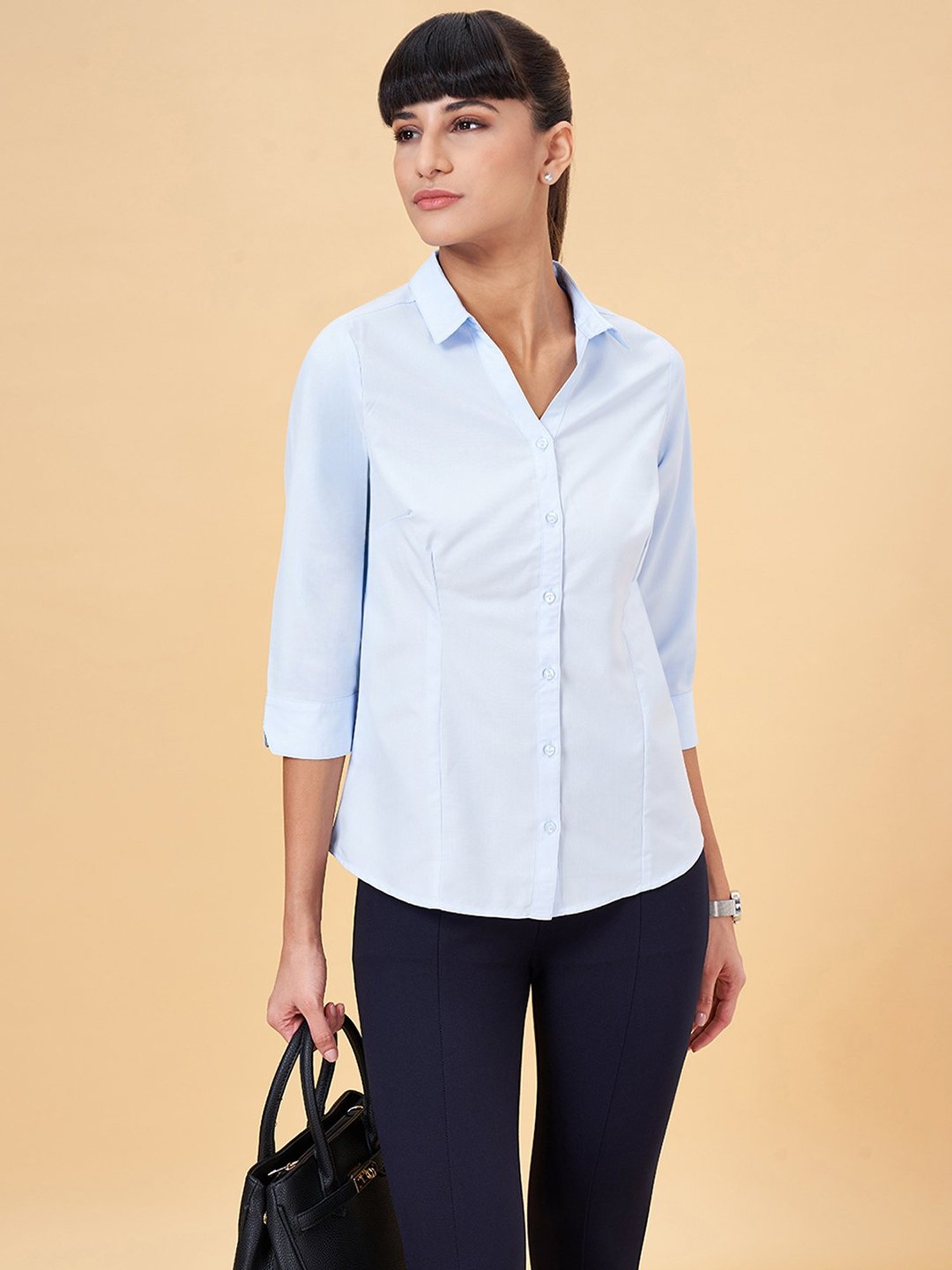 Annabelle by Pantaloons Blue Regular Fit Formal Shirt