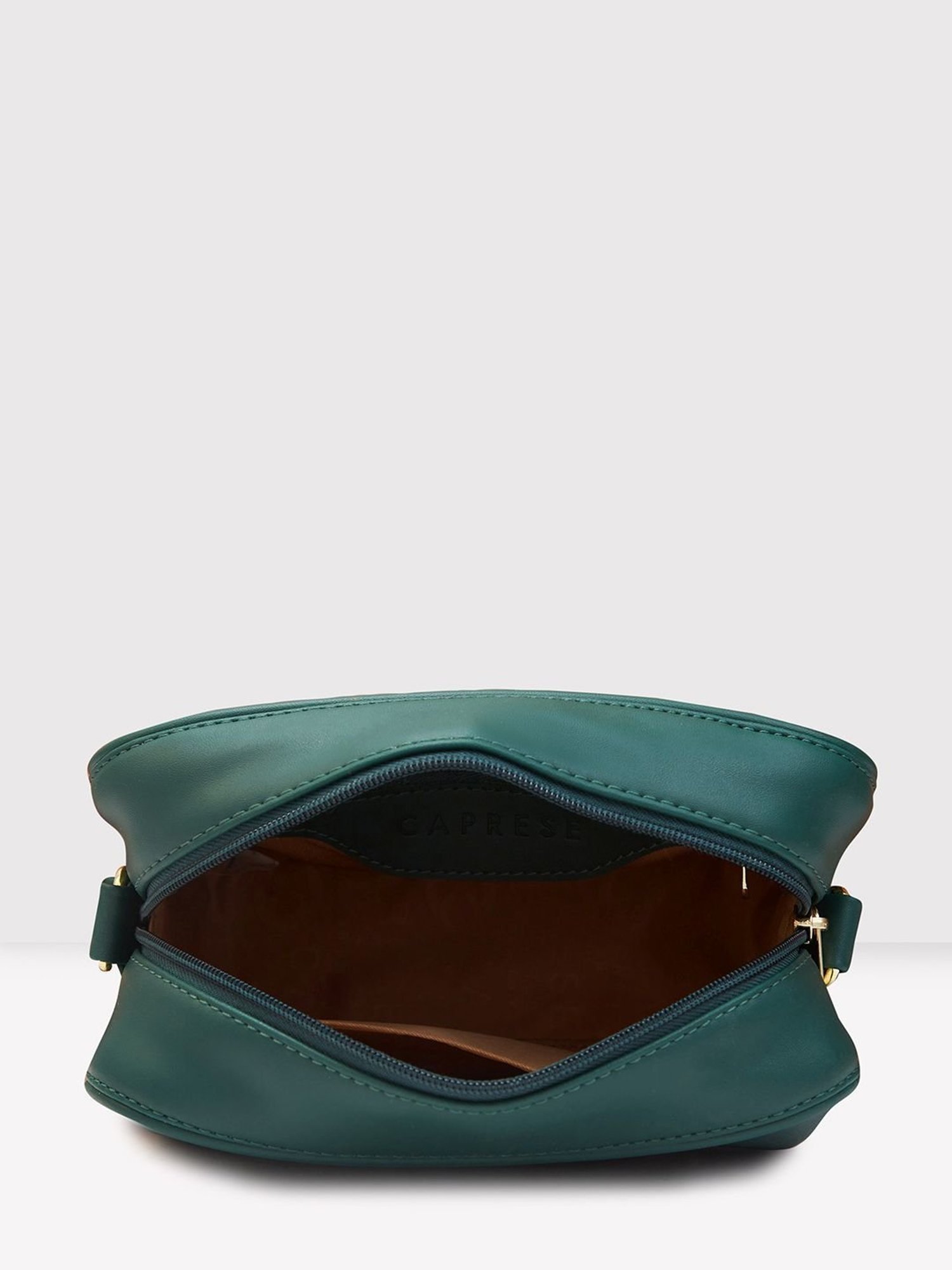 Caprese Dark Green Solid Medium Sling Handbag