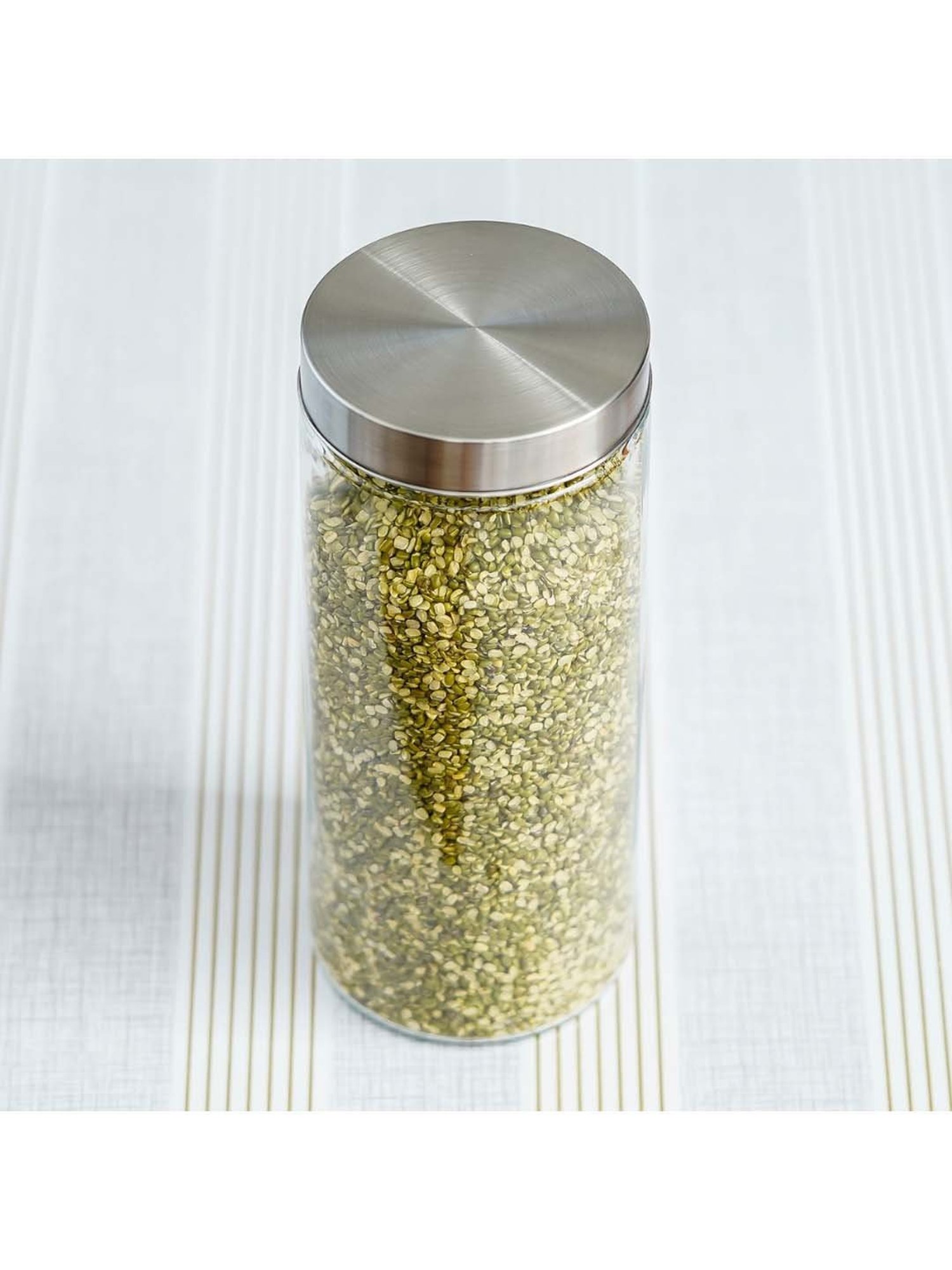 Femora Cylinder Transparent Glass Storage Jars (2200 ml) - Set of 2