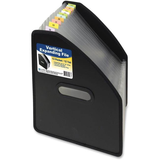 C-Line Vertical Expanding File 13-Pocket 10" Expansion Letter Poly Black 58810