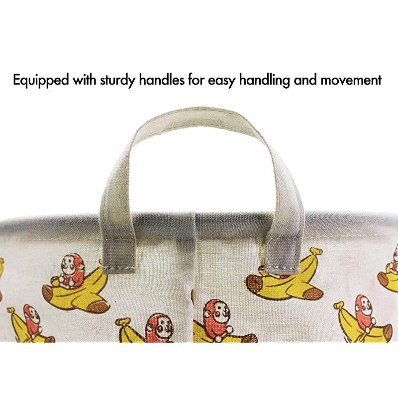 19.7" Large Cute Toy Storage Bins Organizer Round Cloth Storage Basket for Nursery Kids Baby, Canvas Foldable Laundry Hamper Bag, Collapsible Waterproof Laundry Basket Sorter (Forest Deer)