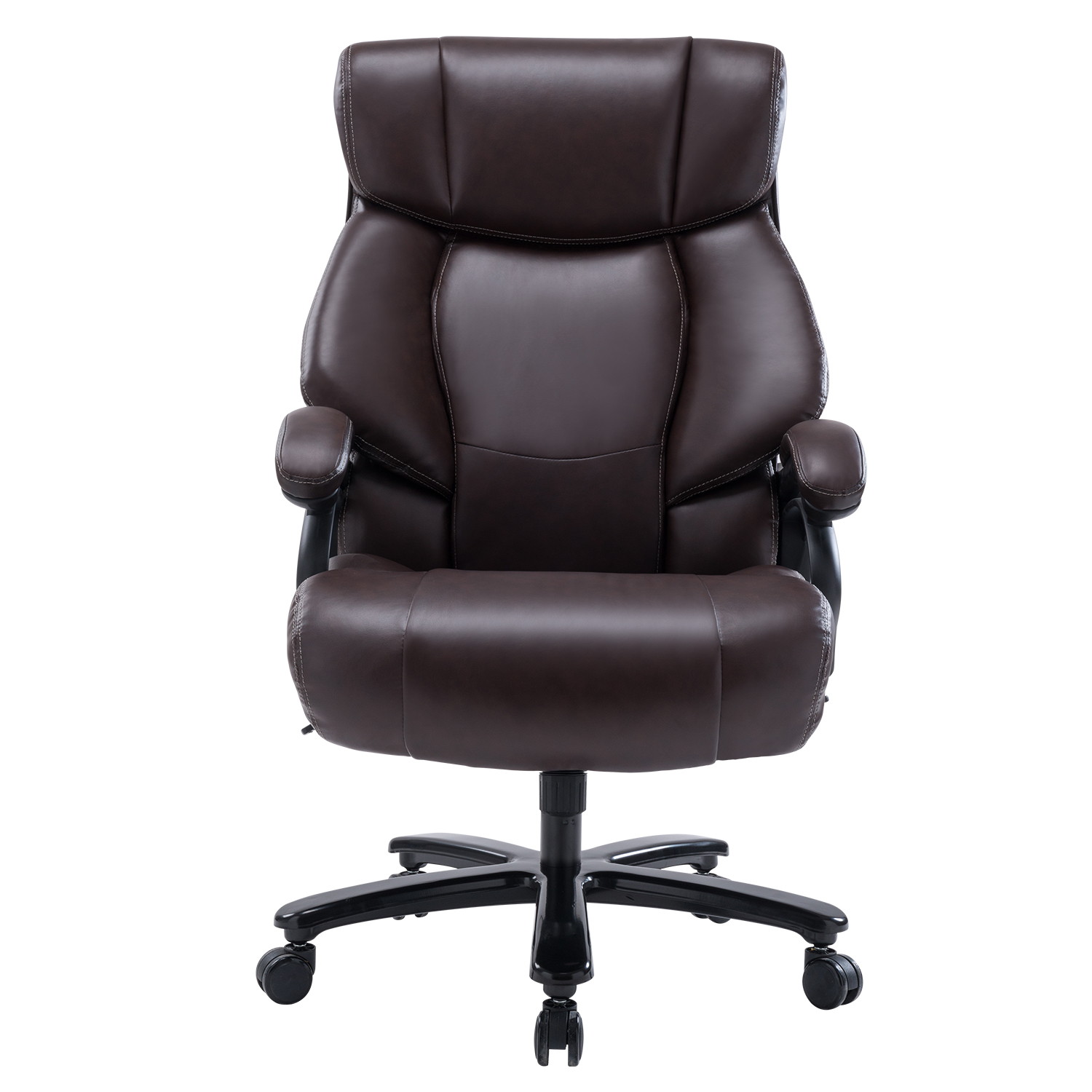 VANBOW  Big and Tall 400lb Executive Office Chair High Back Leather Heavy Duty Desk Computer Task Swivel Chairs with Adjustable Tilt Angle, Thick Padding and Ergonomic Design Lumbar Support, Brown