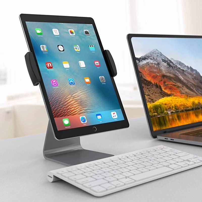 Tablet Holder Stand Compatible 2020 iPad Pro, 360&deg; Rotatable Aluminum Alloy Desktop Holder Tablet Stand Compatible Samsung Galaxy Tab ProS iPad Pro10.5 9.7" 12.9'' iPad Air Surface Pro4 Gray