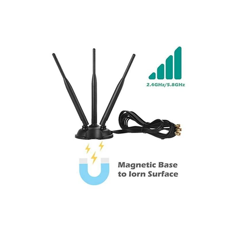 WiFi Antenna Dual Band 2.4GHz - 5.8GHz with RP-SMA Connector Treble Antenna Magnetic Base for Wireless Network Router - USB Adapter - PCI PCIe Cards - Signal Booster - Wireless Range Extender