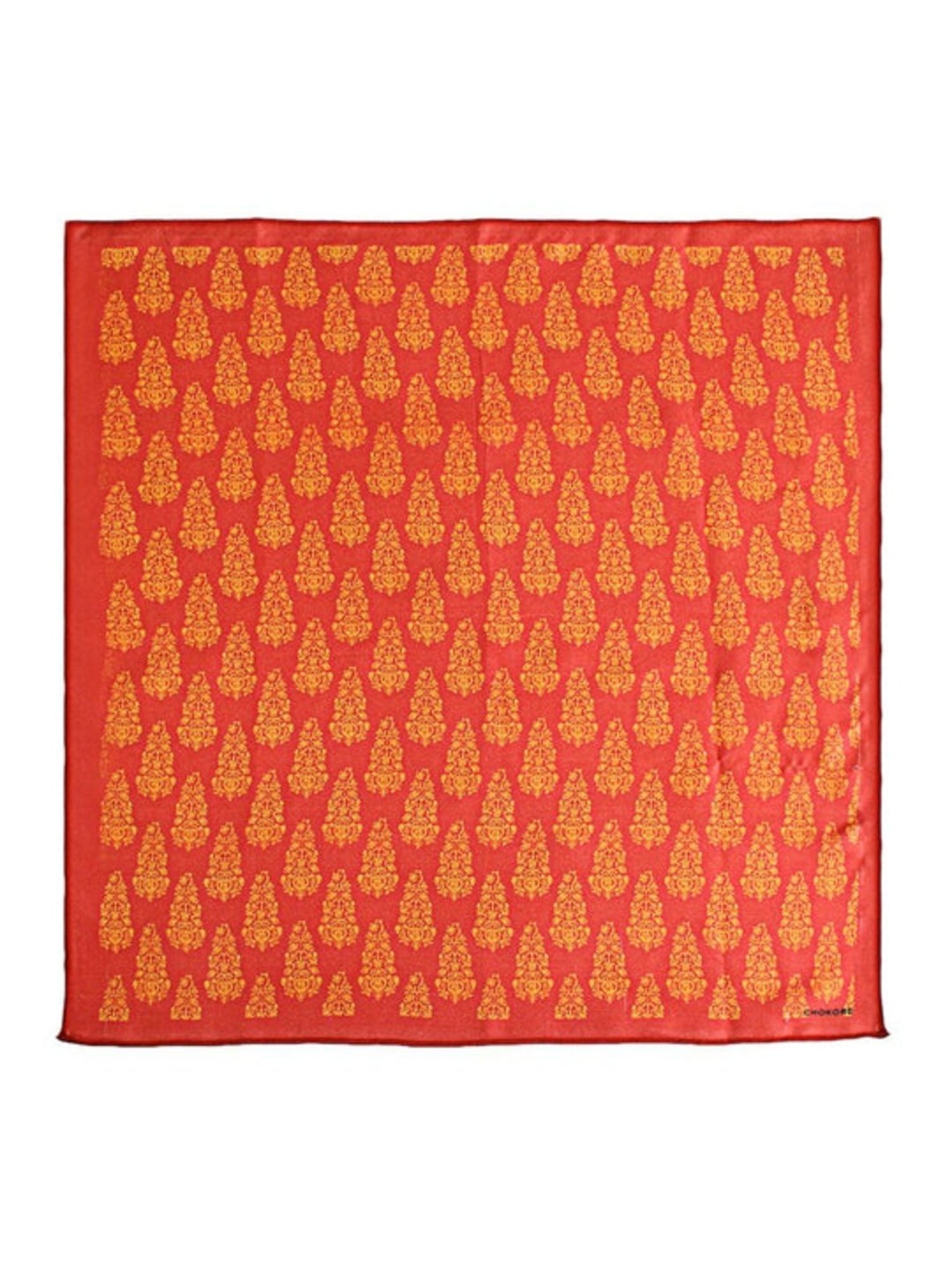 CHOKORE Red and Yellow Printed Pocket Square