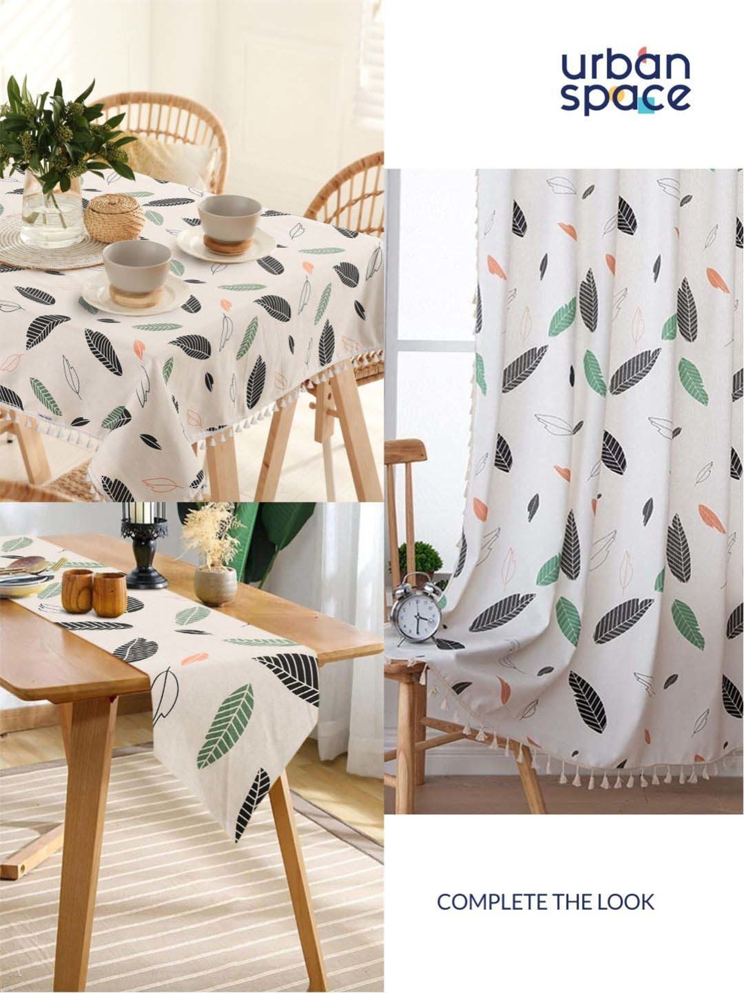 Urban Space Bohemian Multicolor Cotton 5 Ft. Window Curtain with Stainless Steel Rings