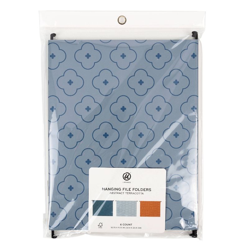 U Brands 6ct Hanging File Folders Abstract Terracotta