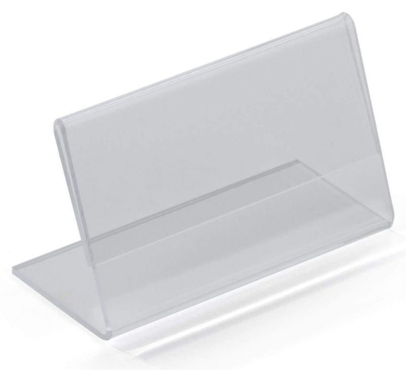 Displays2go 3.5" x 2" Angled Name Card Holder, Acrylic Construction, Single Pocket, MOQ Set of 50 &ndash; Clear (ASH352U)