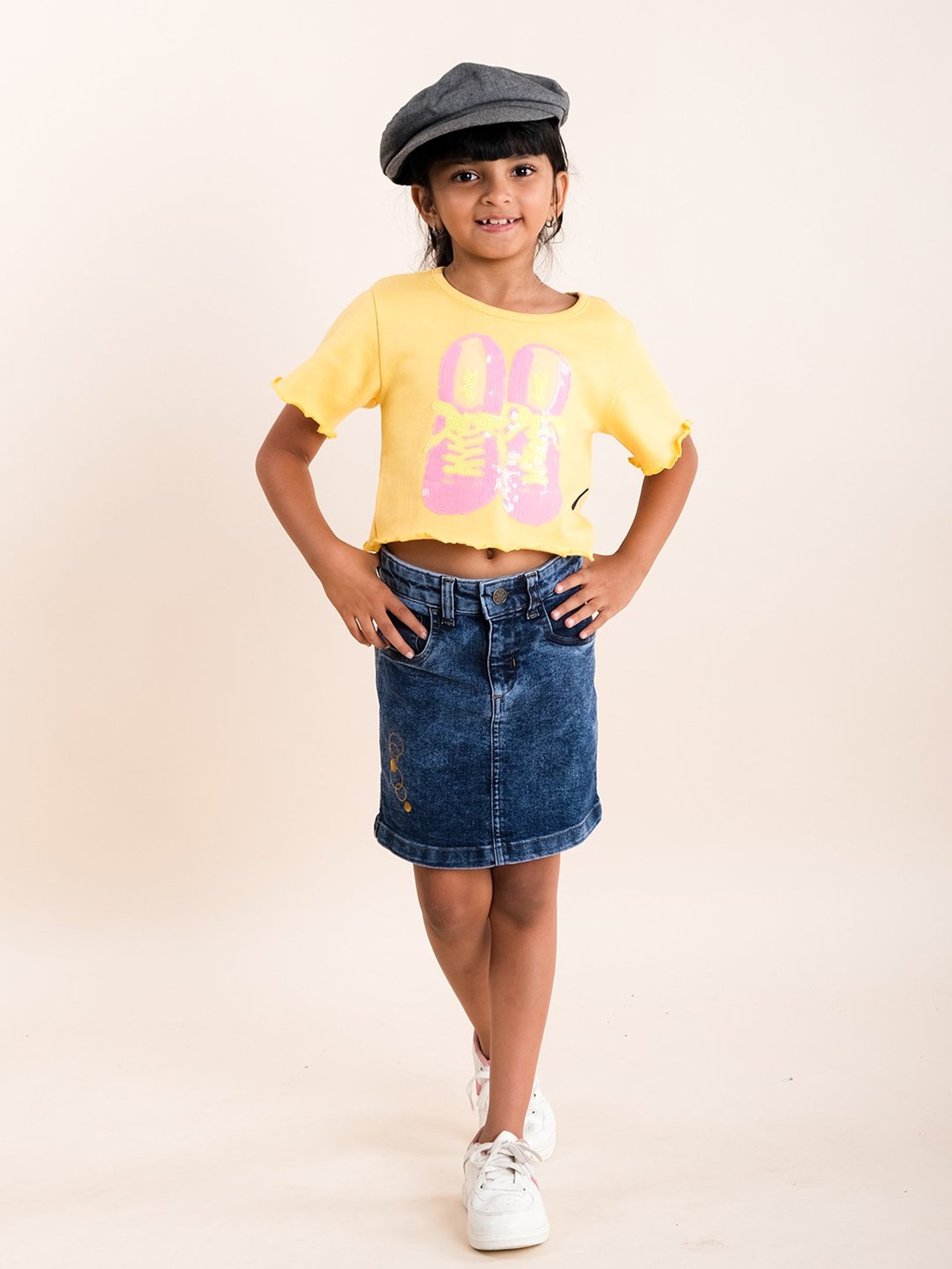 Kiddopanti Kids Blue Printed Skirt