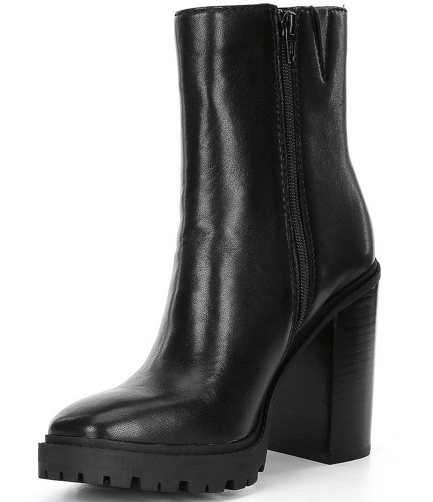 Chelsea & Violet Falla Double-Zip Lugged Block Heel Booties