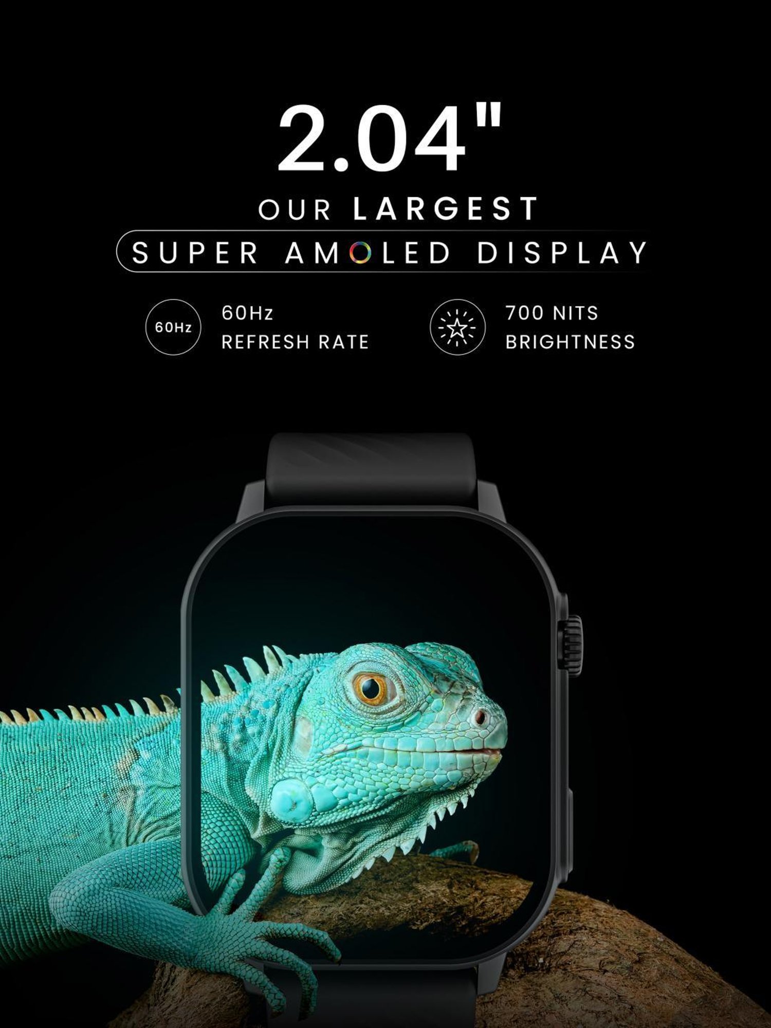 Hammer Arctic BT Calling Smartwatch with 2.04 inch SUPER AMOLED  Display (Powder Black)