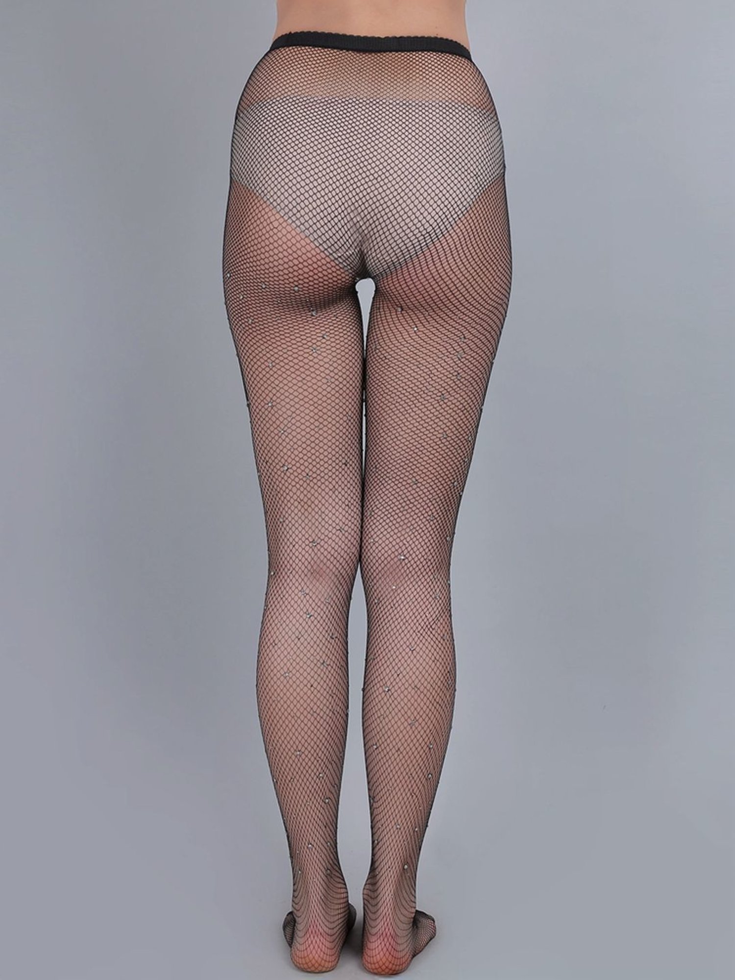 mod & shy Black Self Pattern Pantyhose Stockings