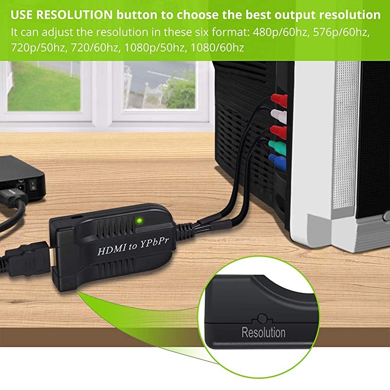 1080P HDMI to Component Converter Scaler HDMI to YPbPr Converter Convert HDMI to Component HDMI to Video Converter HDMI to 5RCA RGB Converter for HDTV Box PC PS3 Fire Stick Roku Blu-Ray DVD