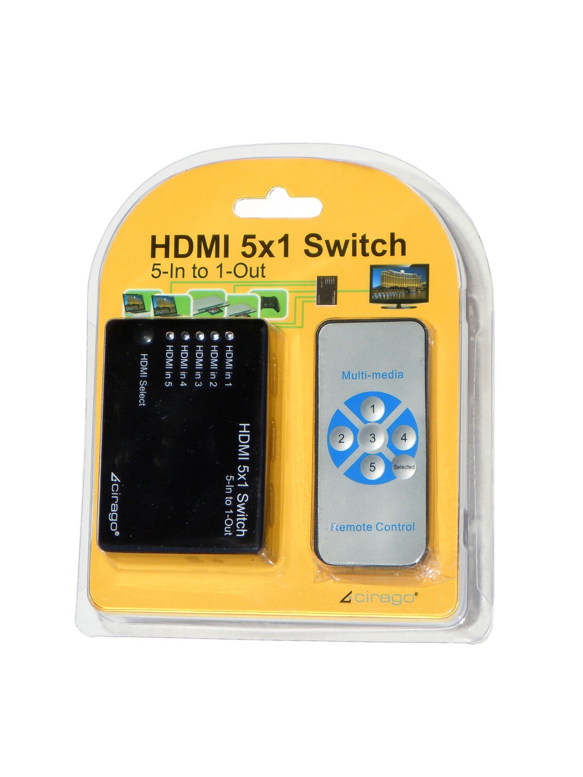 Cirago HDMI 5x1 Switch (5-In to 1-Out) HDMSWITCH5X1