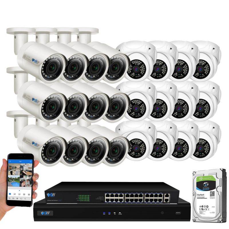 GW 8 Channel H.265 HEVC NVR w/ 4K HDMI Output 5MP Security System, 8 x HD 5MP IP PoE Camera (2592 x 1920p) In/Outdoor Digital WDR - 5 Megapixel (More Pixels Than 1080P, 300% More Detailed Than 720P)