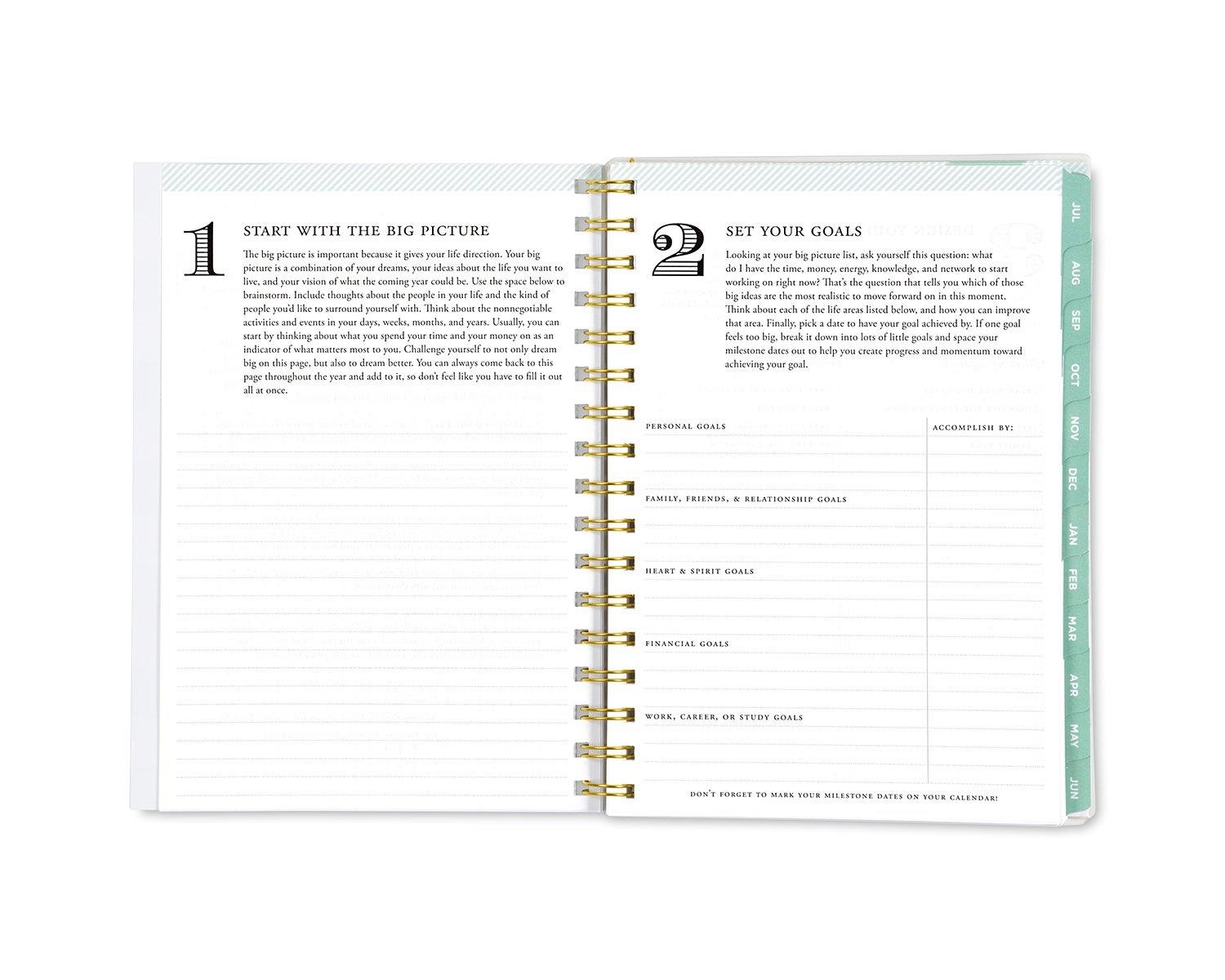 Day Designer for Blue Sky 2018-2019 Academic Year Weekly & Monthly Planner, Flexible Cover, Twin-Wire Binding, 5.8" x 8.6", Gold Stripe Design
