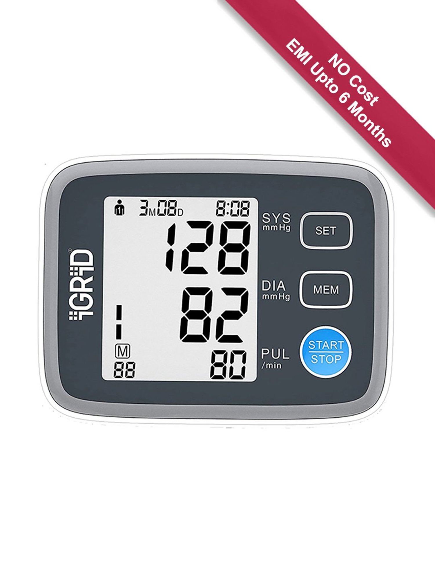 iGRiD IG1406 Digital BP Monitor with LED Display (Grey and White)