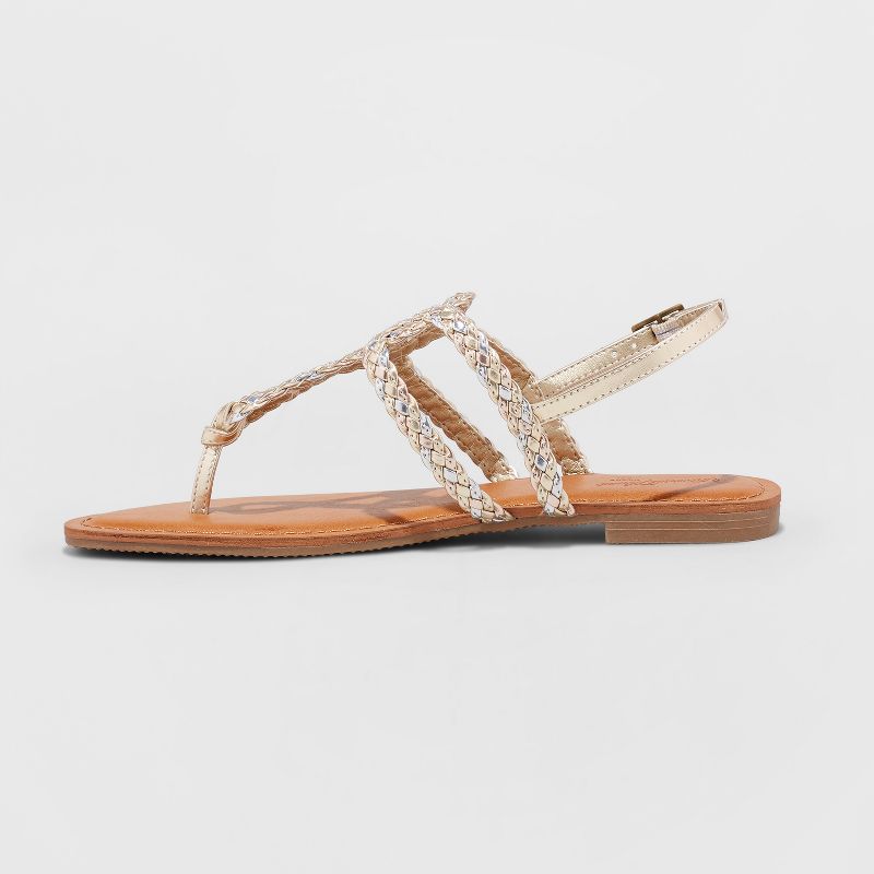 Women's Jana Braided Thong Ankle Strap Sandals - Universal Thread™ Gold 8