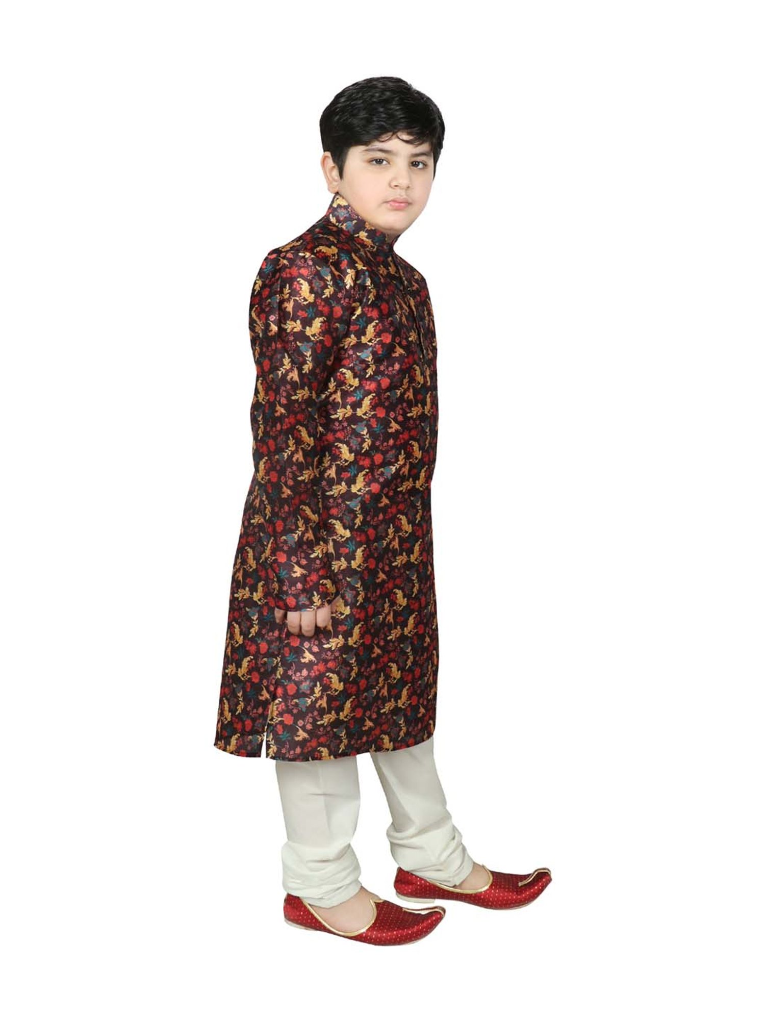 SG Yuvraj Kids Black Printed Kurta Set