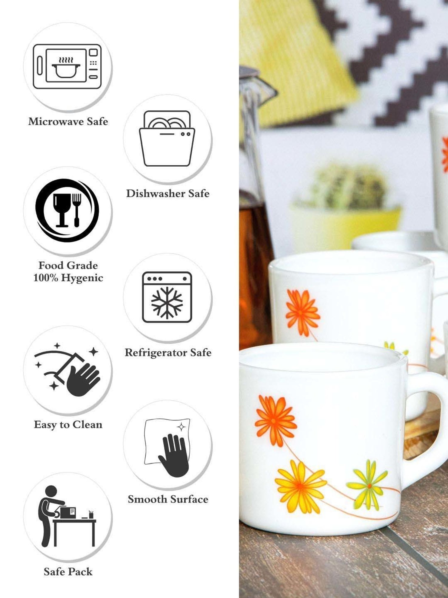 Cello Multicolor Glass Coffee Mug (0.1 L) - Set of 6