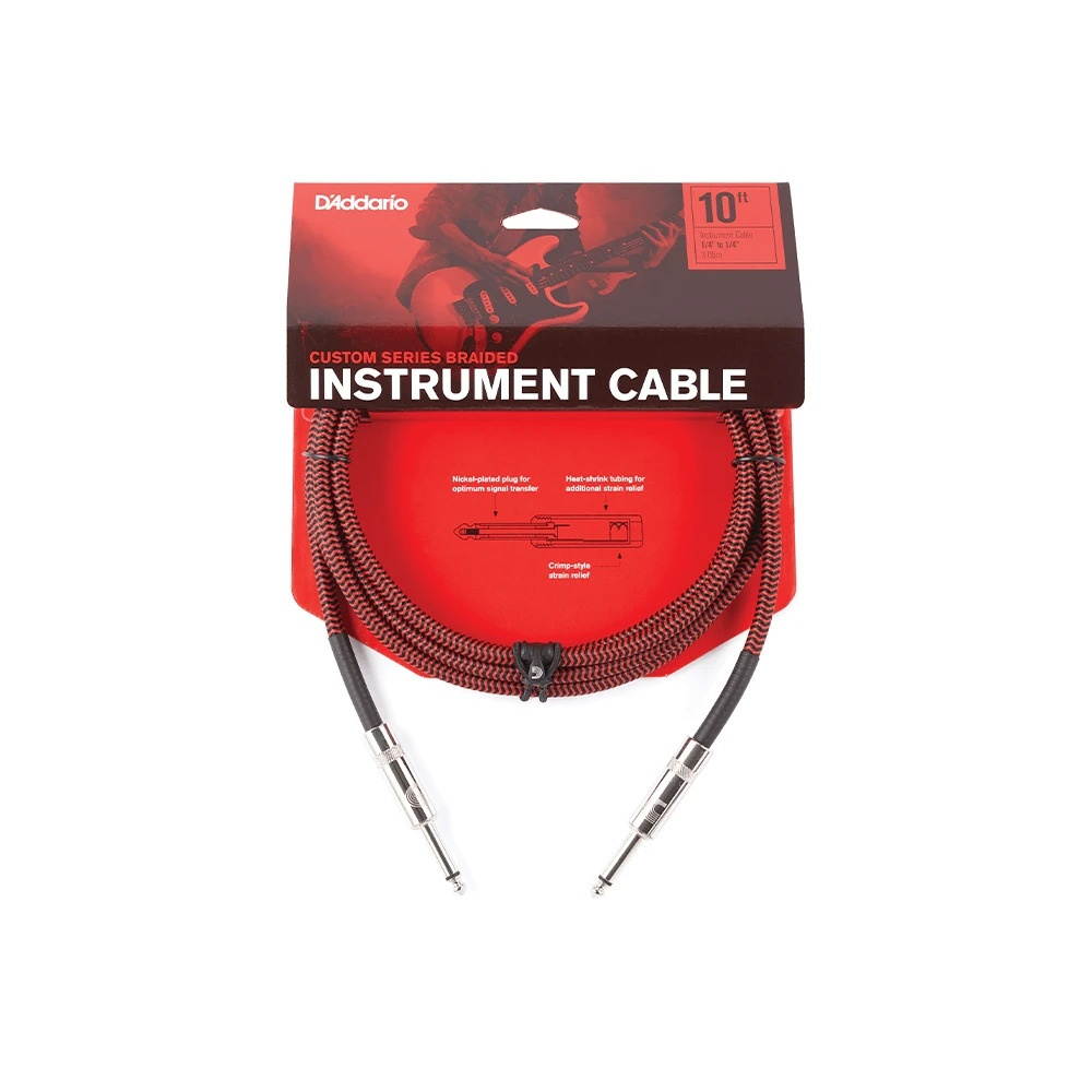 Daddario 20 Foot Braided Instrument Cable, Red