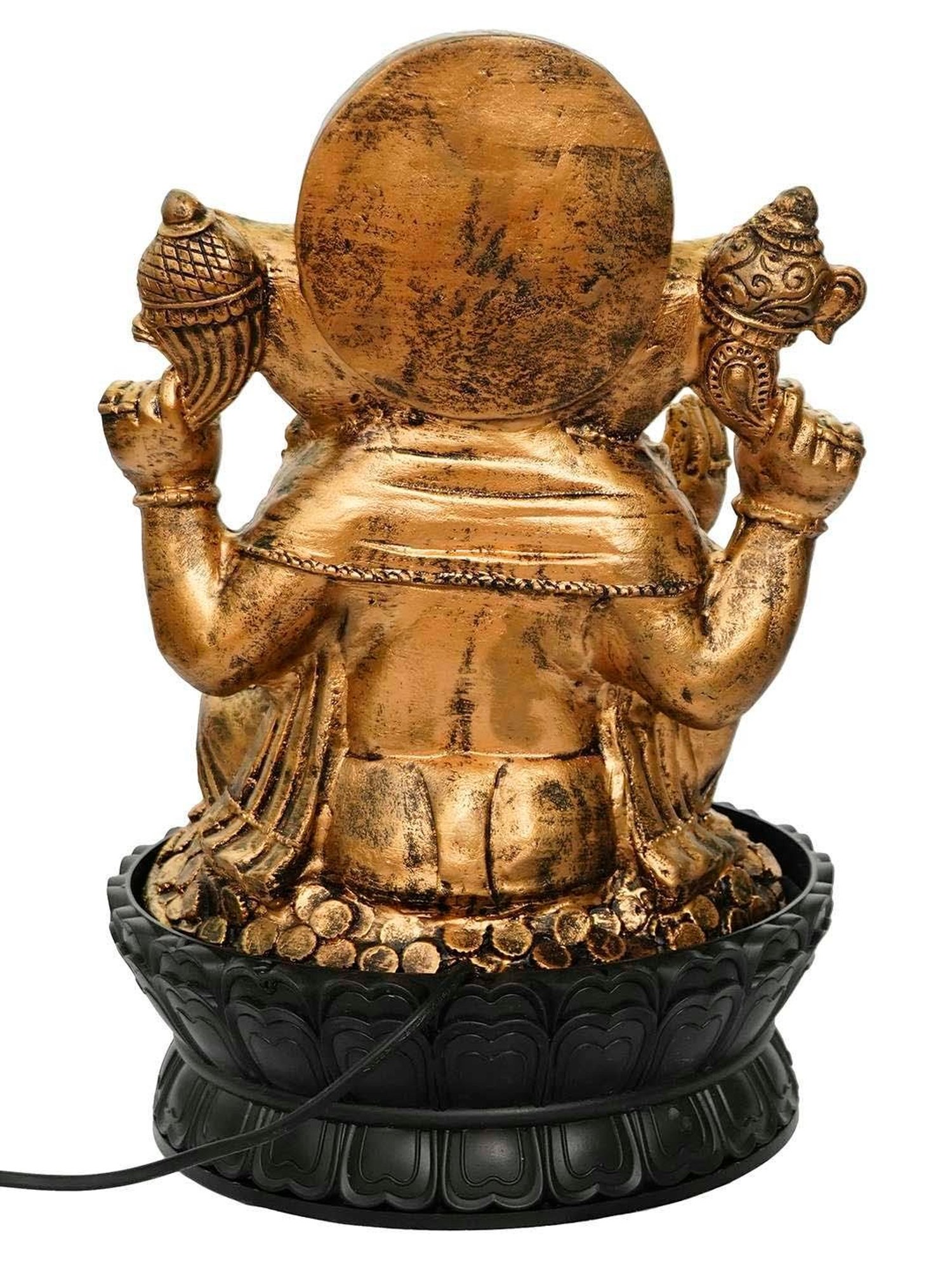CHRONIKLE Gold Polyresin Ganesha Idol Waterfall Fountain