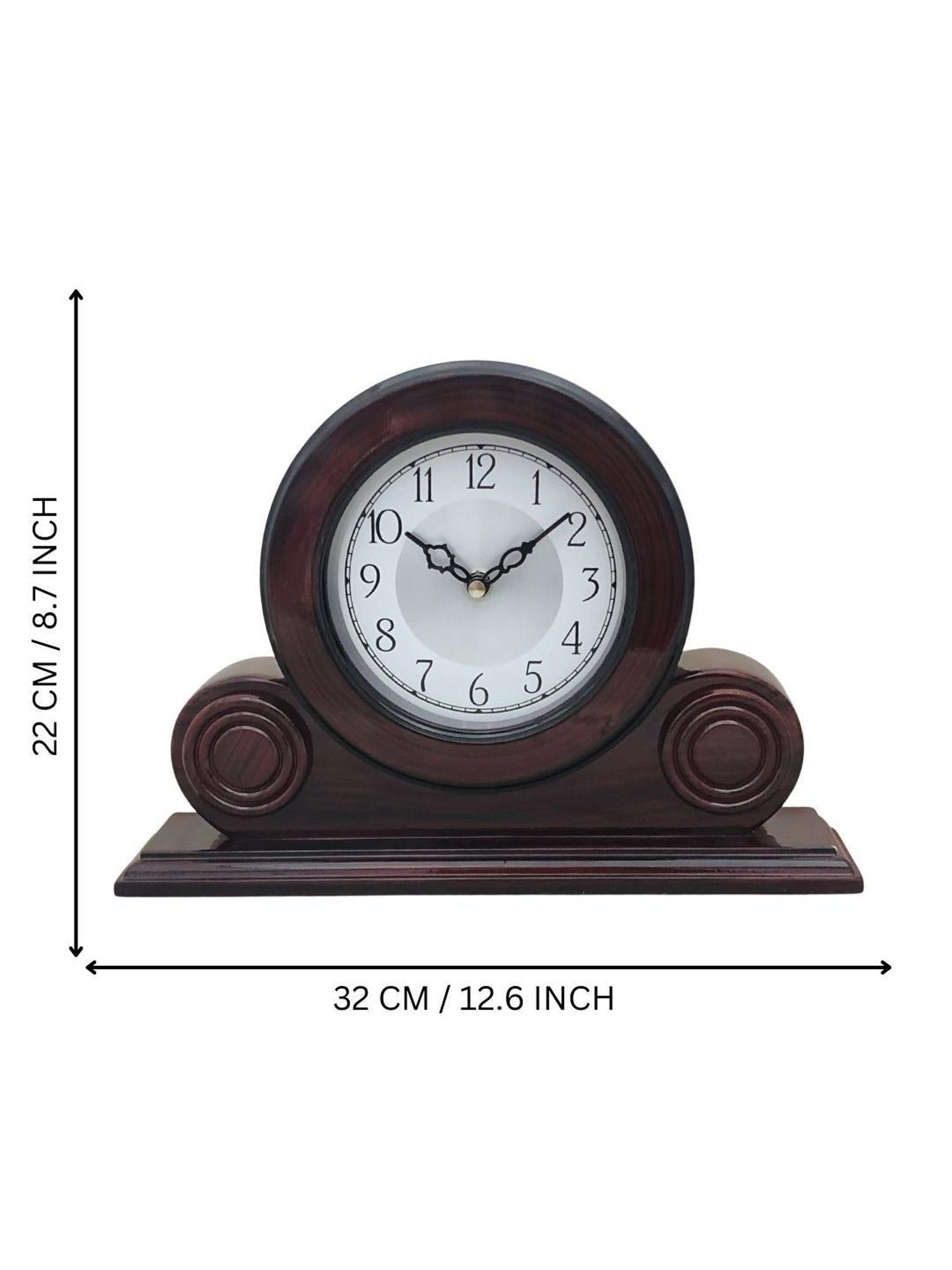 CHRONIKLE Round Rosewood Brown Wood Table or Desk Clock