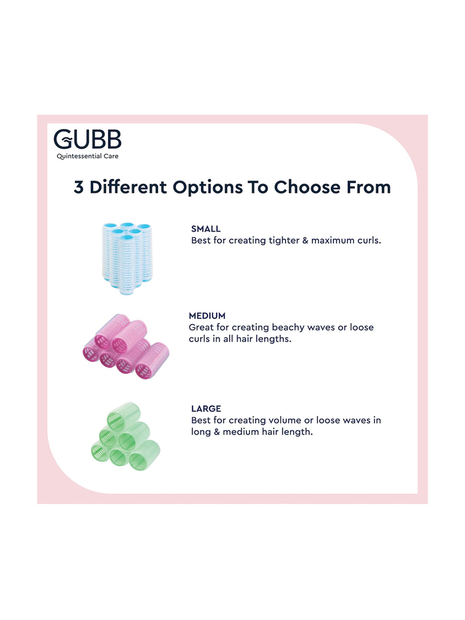 GUBB Hair Rollers for Hair Curling - 6 Medium Hair Curlers