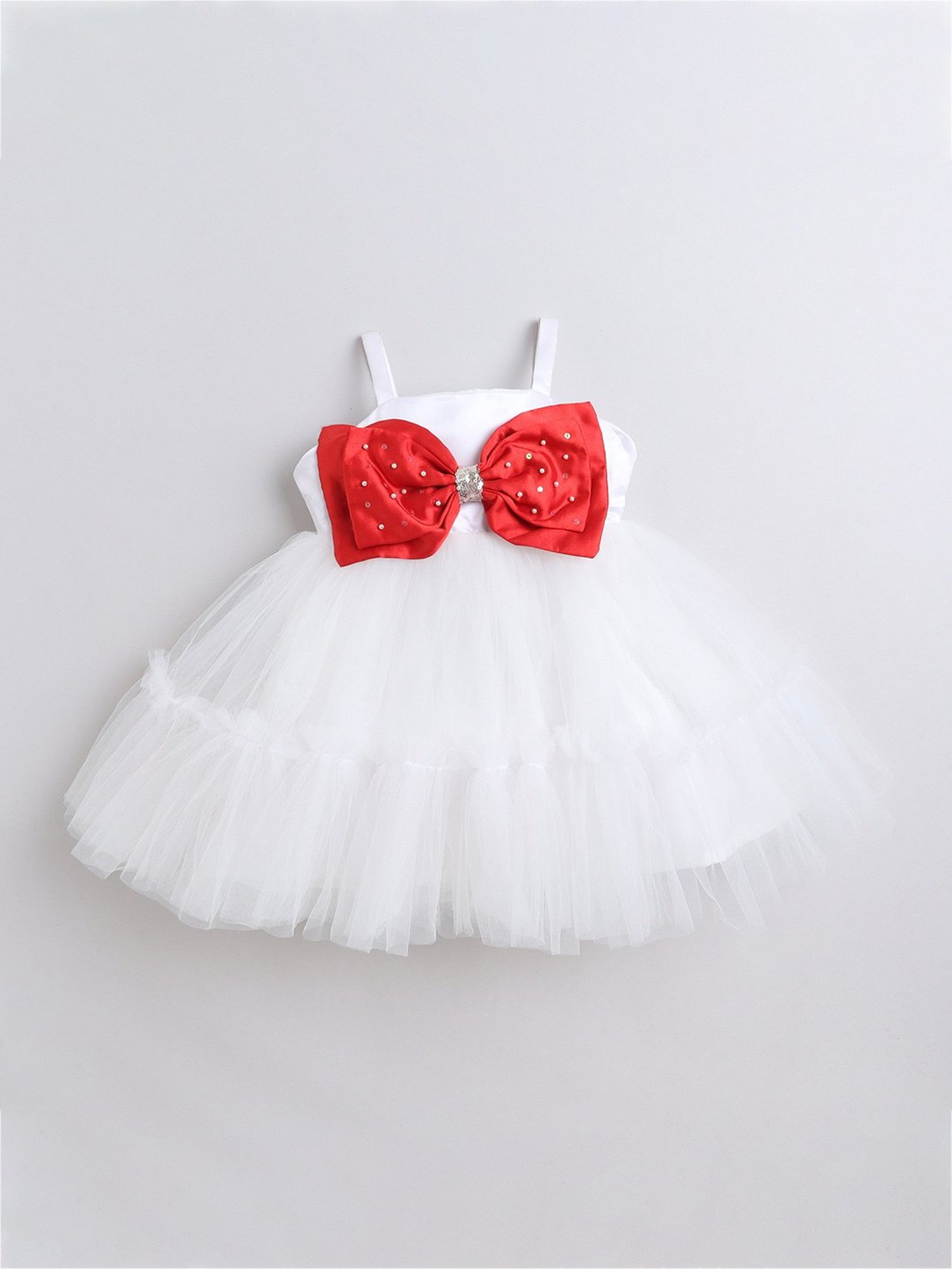 Many Frocks Kids White Solid Dress