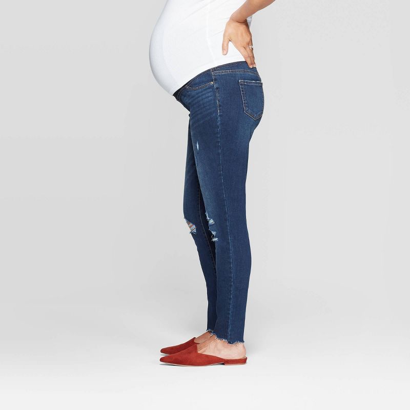 Maternity Distressed Jeggings - Isabel Maternity by Ingrid & Isabel™ Dark Blue 00