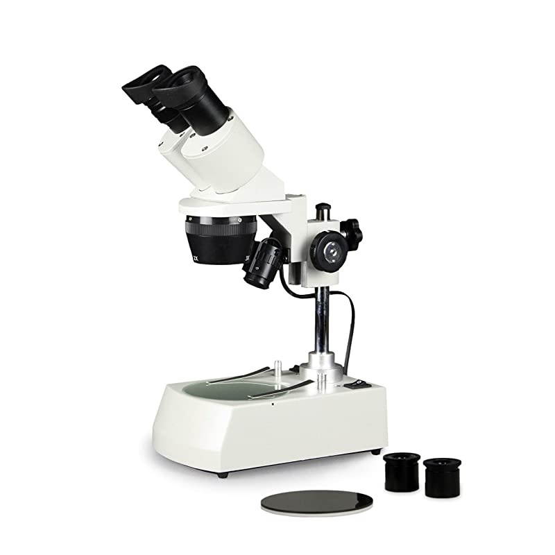 VMS0002-LD-234-ES2 Tri-Power Binocular Stereo Microscope, 2X, 3X, 4X Objectives, Pair of 10x and Pair of 20x WF Eyepieces, 20x, 30x, 40x, 60x, 80x Magnification, Top and Bottom LED