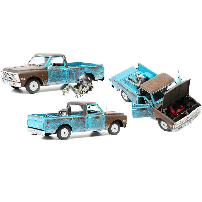 1971 Chevrolet C10 Pickup Truck Weathered with Alien Figurine "Independence Day" (1996) Movie 1/18 Diecast Model by Highway 61