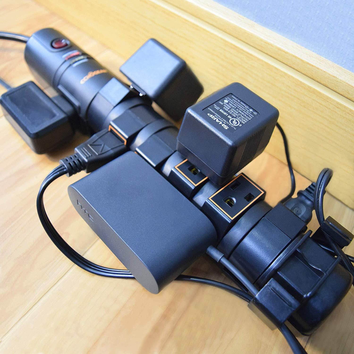 ECHOGEAR Power Strip Surge Protector with 8 Rotating-Outlets, Cable Management, Flat Plug & Fireproof Technology - 2160 Joules of Surge Protection - Expand Outlet Capacity & Keep Your Gear Safe