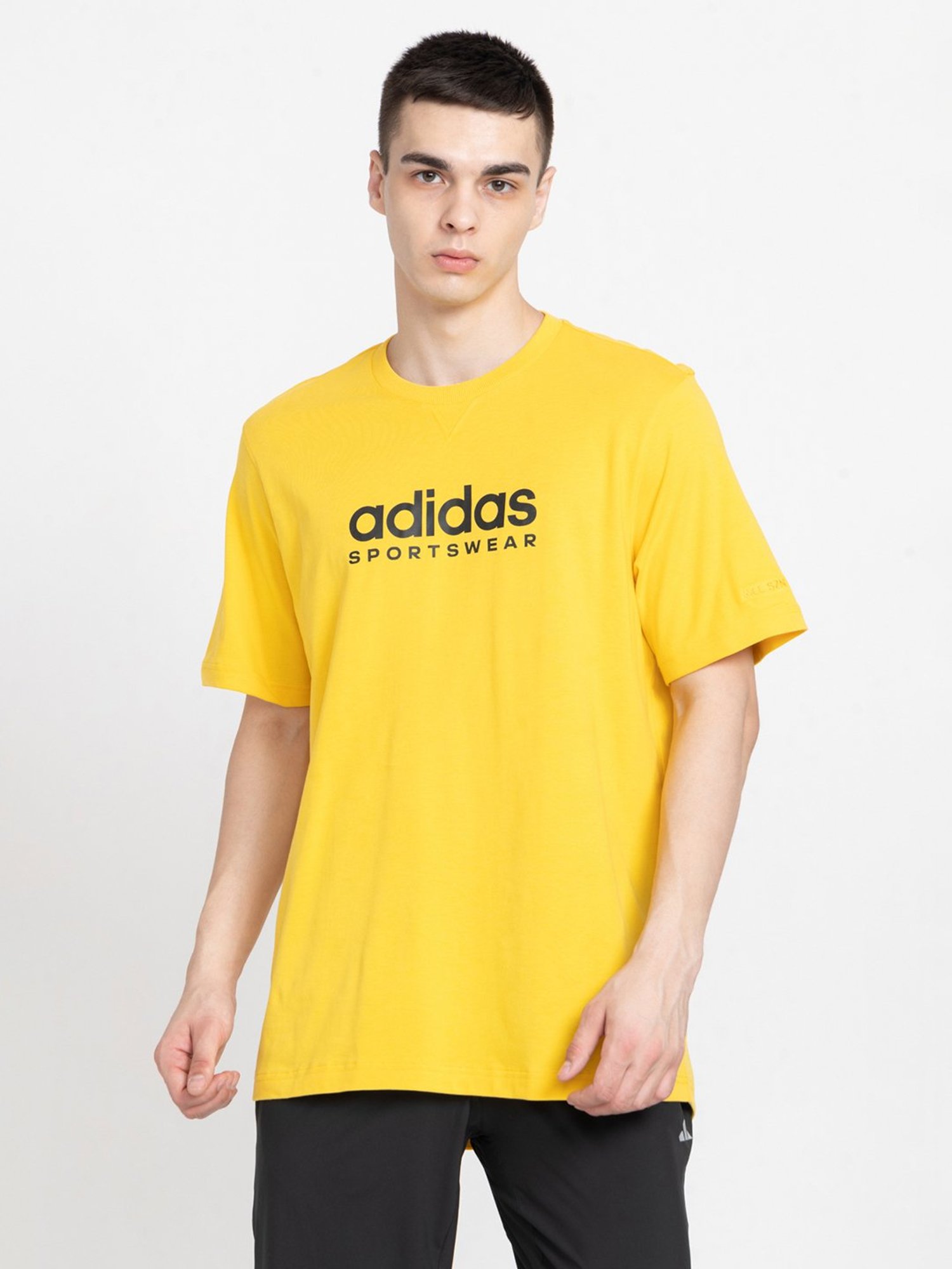 adidas ALL SZN Yellow Loose Fit Logo Print Cotton Crew T-Shirt