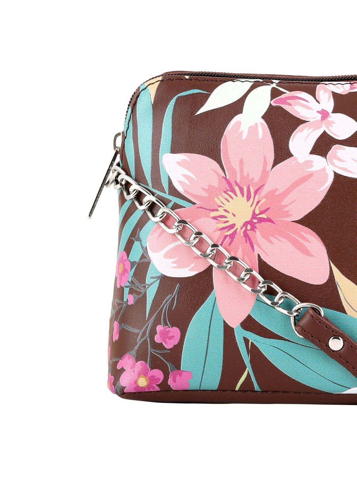 Toteteca Brown Printed Medium Sling Handbag