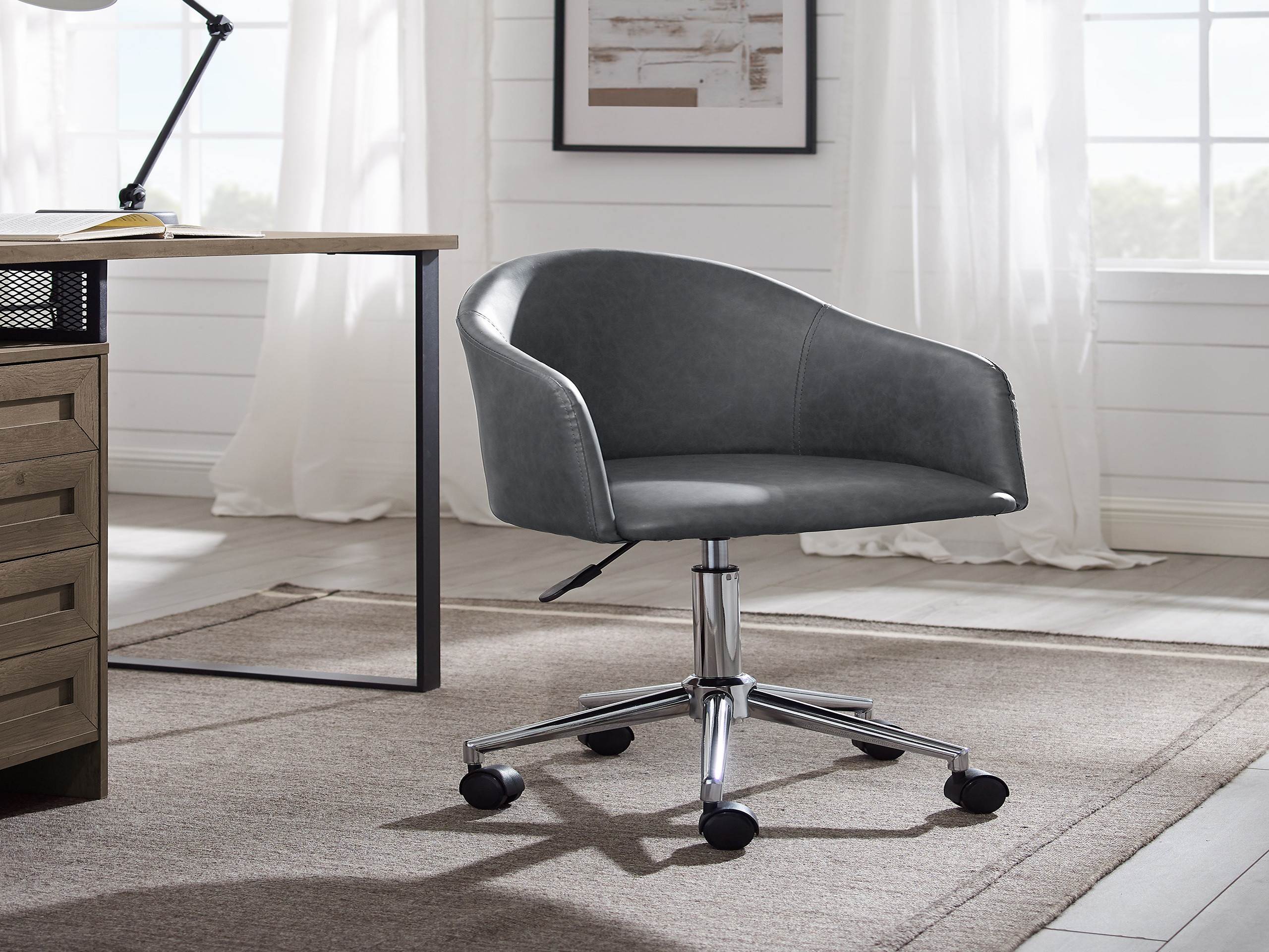 Art Leon Modern Adjustable Height Computer Desk Chair With Swivel Base For Home  Office