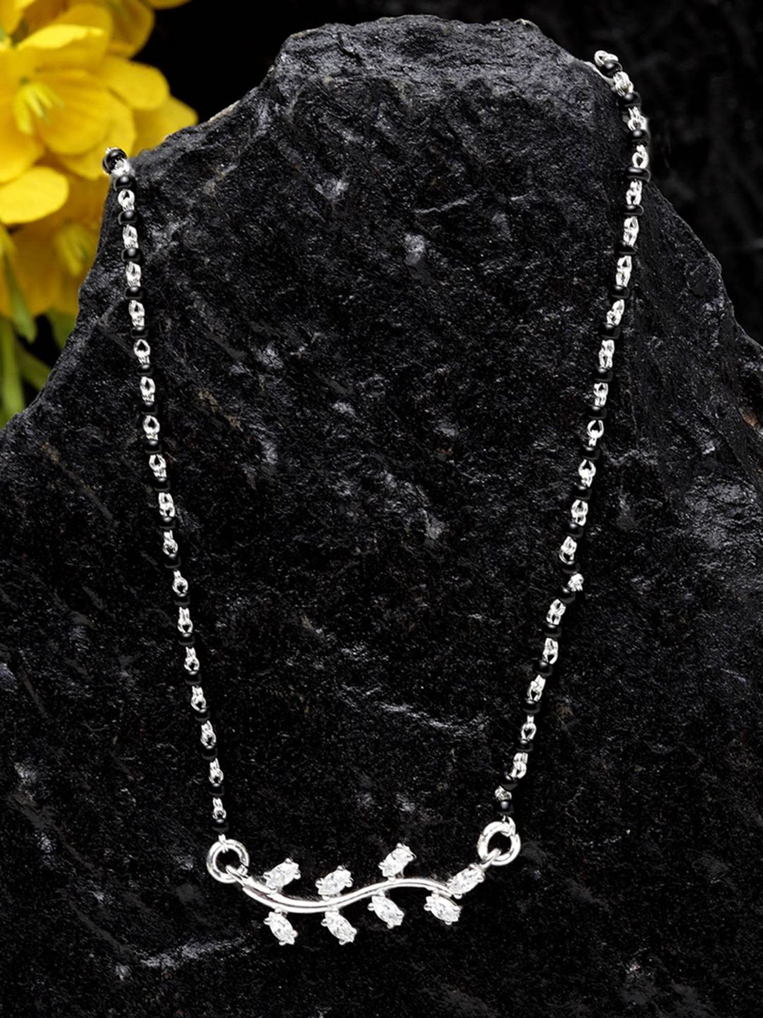March by FableStreet 92.5 Sterling Silver Floral Mangalsutra for Women