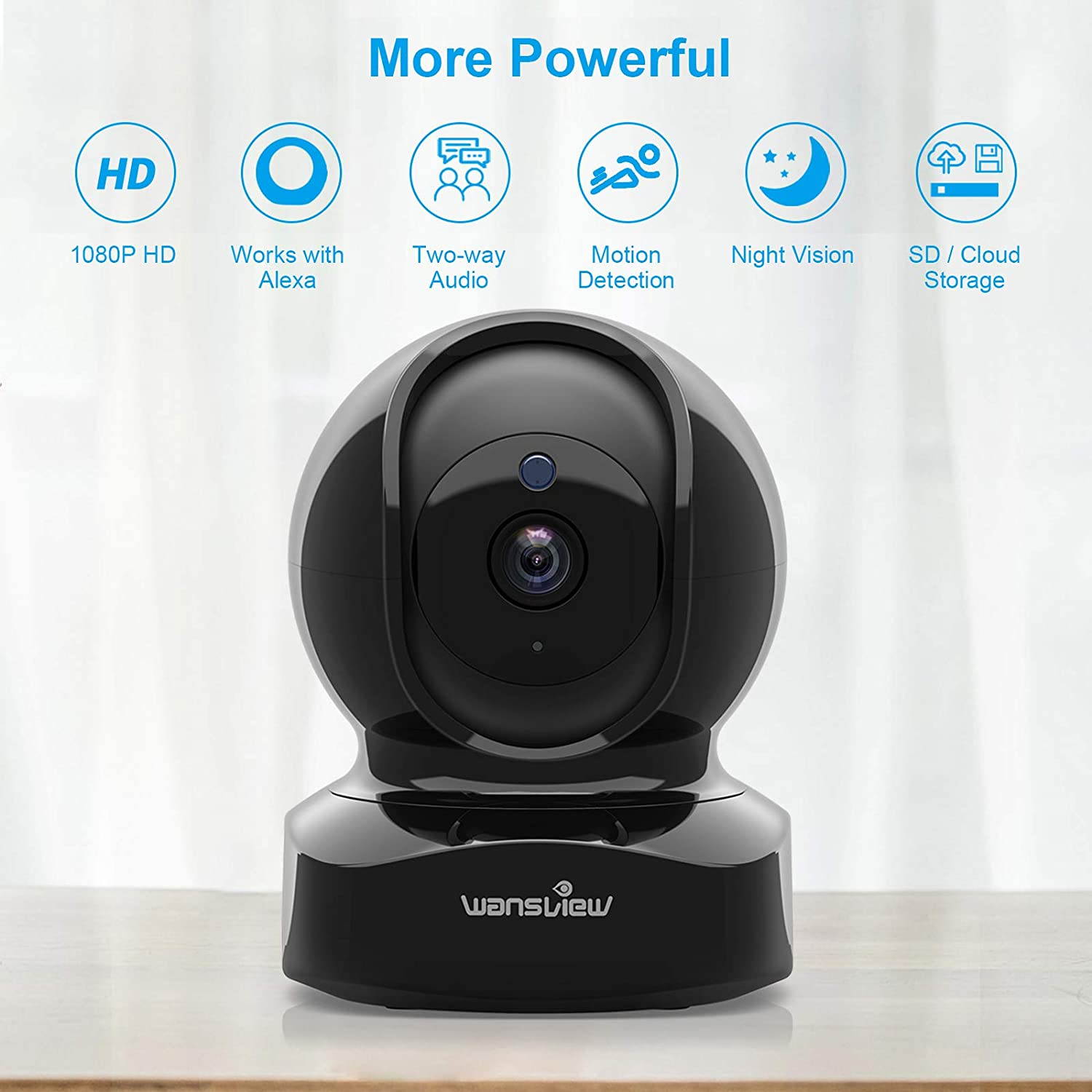 Wireless Security Camera, IP Camera 1080P HD, WiFi Home Indoor Camera for Baby/Pet/Nanny, Motion Detection, 2 Way Audio Night Vision, Works with Alexa, with TF Card Slot and Cloud